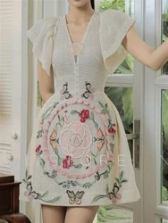 2023 Woman Party Boho Vintage Dresses Dress Sundress Women Lace Beach Runway Sleeveless Sexy Backless Summer Embroidery Vestido