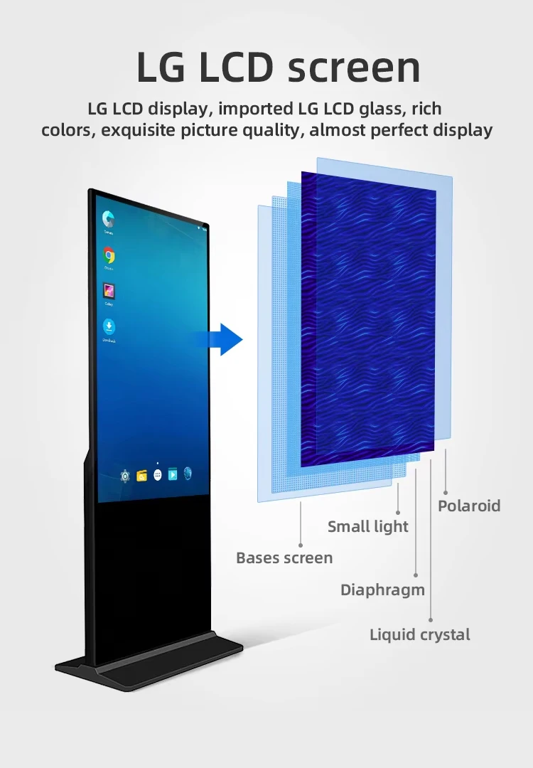 32 Inch Or Other Sizes Subway Advertising Player Floorstanding Touch Screen Kiosk Indoor HD LCD Digital Signage And Displays