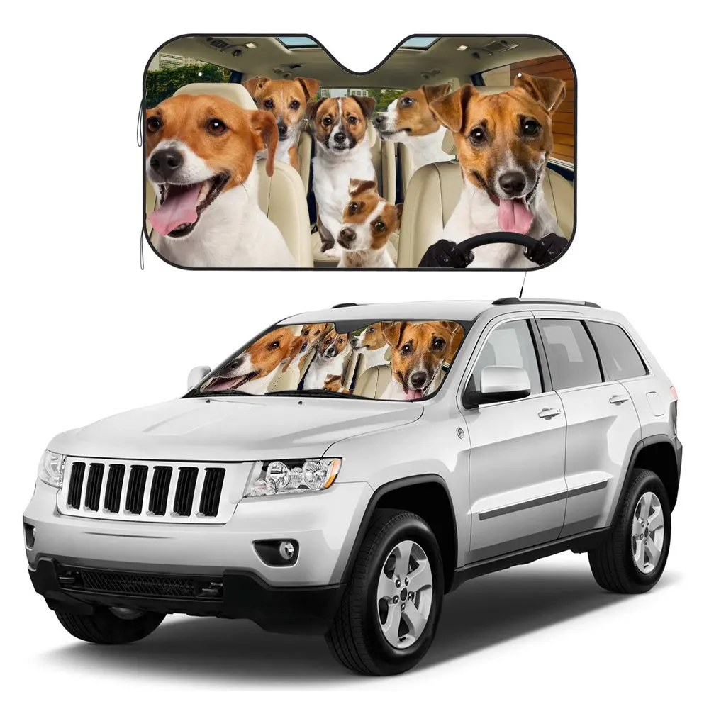 

Jack Russell Terrier Driving Car Interior Front Windshield Sun Shade,Funny Frog Sunshade for Truck SUV- Blocks Uv Rays Protector
