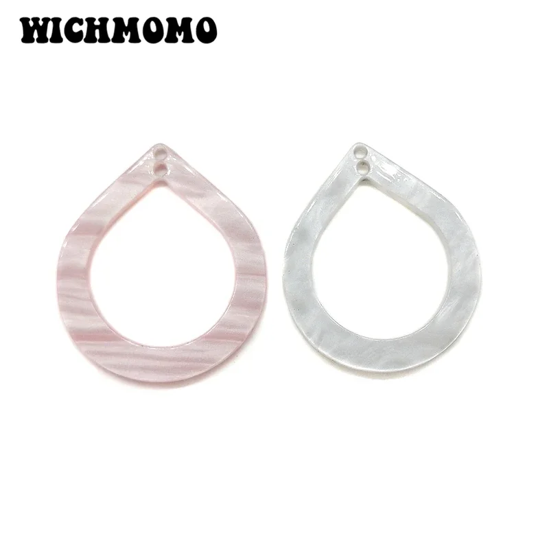 New Fashion 6 Pieces 33mm High Quality Acetic Acid Resin Smooth Charms Pendant for DIY Necklace Earring Jewelry Accessories
