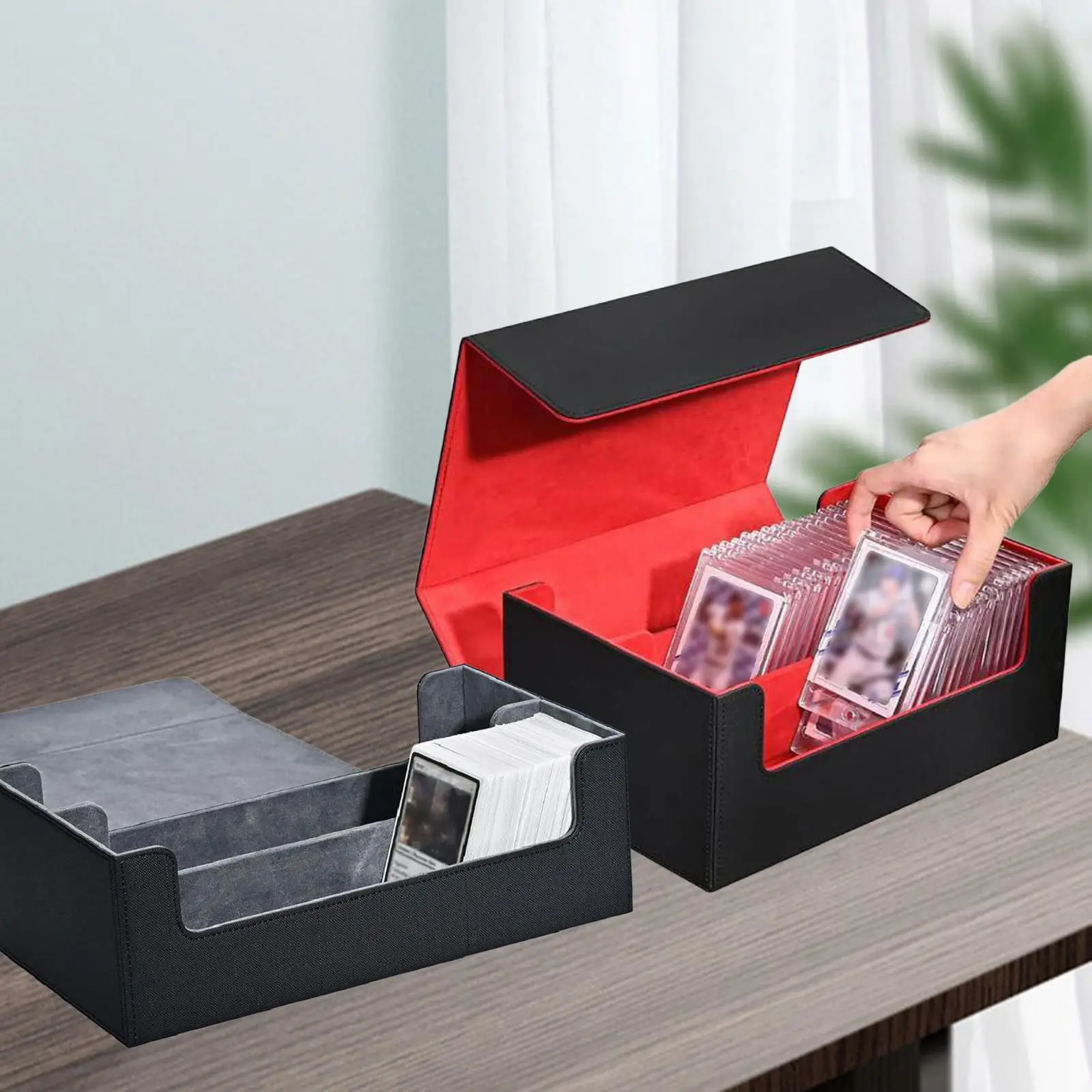 

Коробка для карт на 1200+ карт, прочная, с магнитной застежкой, из искусственной кожи, для хранения коллекционных и спортивных карт, органайзер для TCG