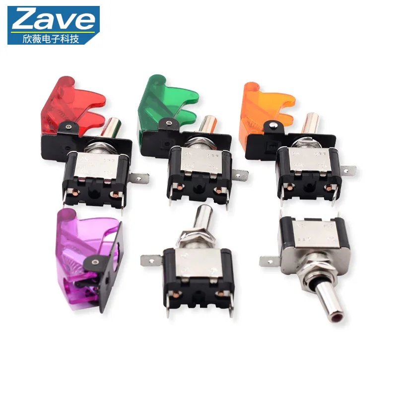 Toggle Switch ASW-07D with LED Light for Automotive Modification, Protective Cover, 12V 20A Rocker Switch