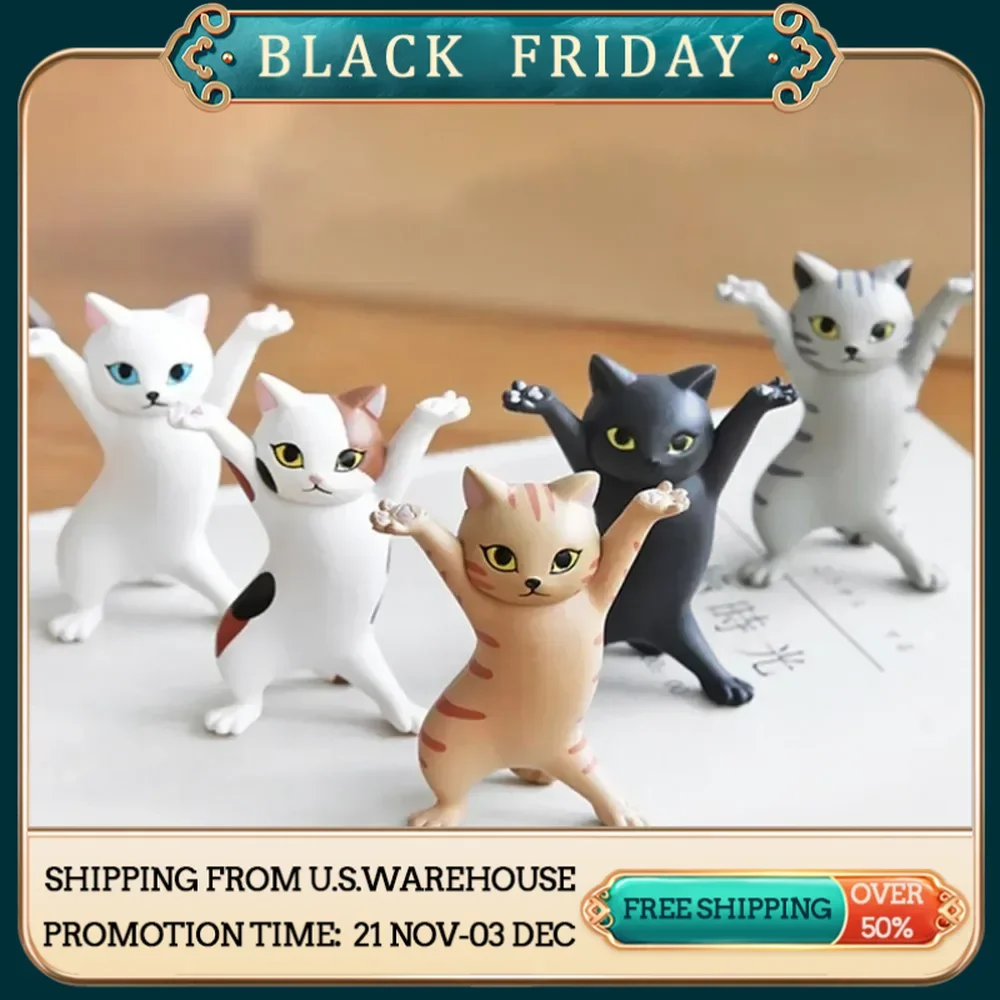 5 Stück Anime hebt Hände tanzen Katze Modell Katze Ornamente Katze Figuren Spielzeug für Kinderzimmer Arbeits zimmer, Kinderspiel zeug