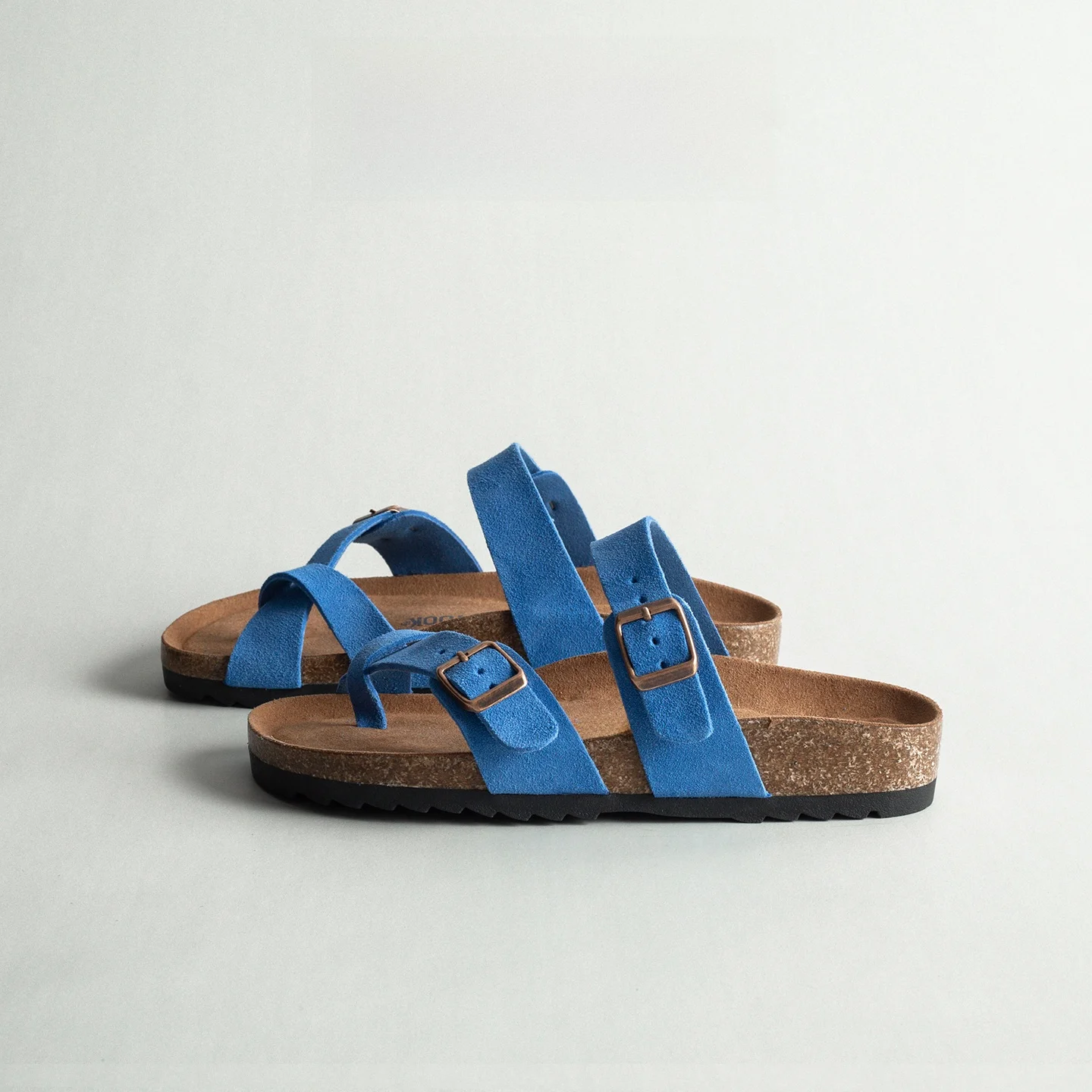 

Thick Bottom Cork Leather Women's Sandals Summer Outdoor Casual Versatile Beach Toe Post Roman Slippers