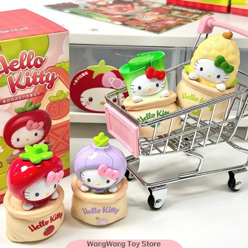 

NEW Hello Kitty Fruit Vegetable Series Blind Box Aromatherapy Ornament Car Fragrance Trendy Collectible Figurine Home Decor