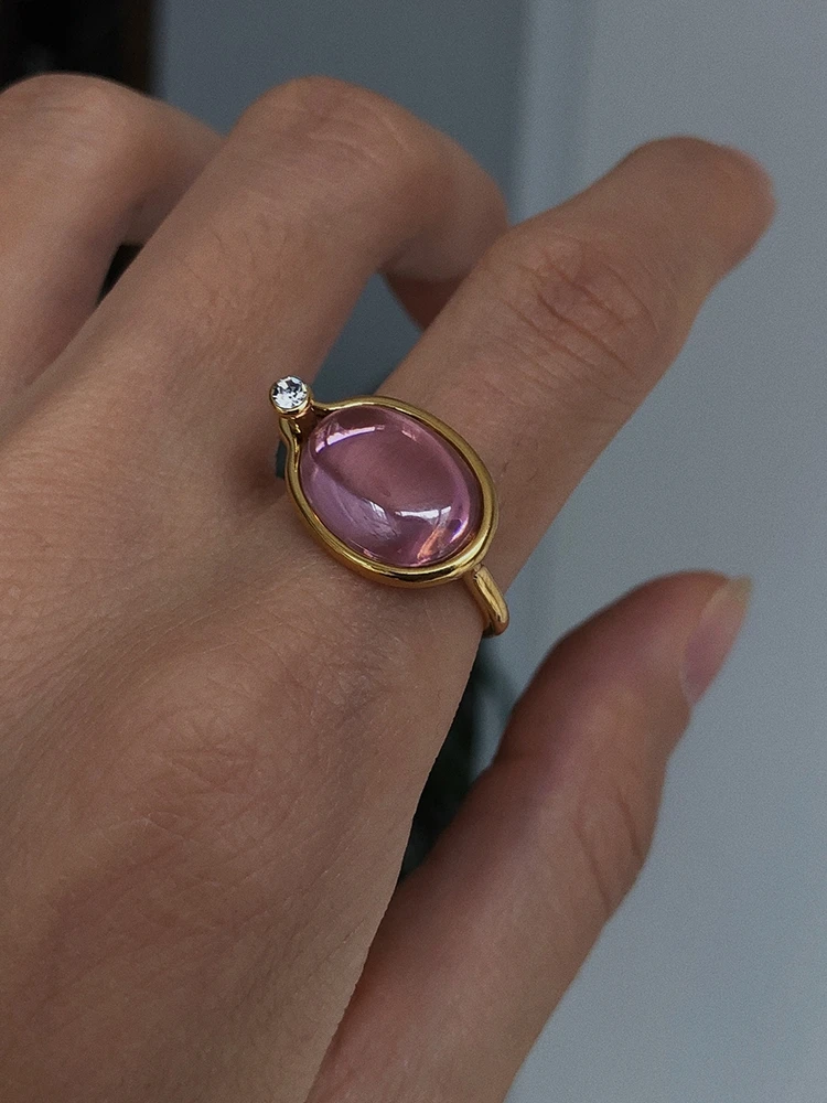 Brass With 18 K Gold Colorful Rhinestone Crystal Ring Women Jewlery Designer T Show Club Cocktail Party Rare Japan Korean