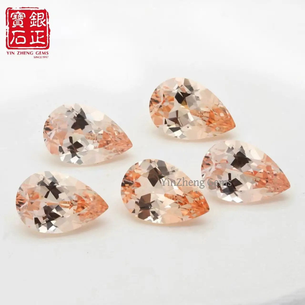 Pear Flame Melted Morgan Orange Color Sapphire Provide AGL Certificate Synthetic Cultivate Sapphire Beads For Jewelry Making
