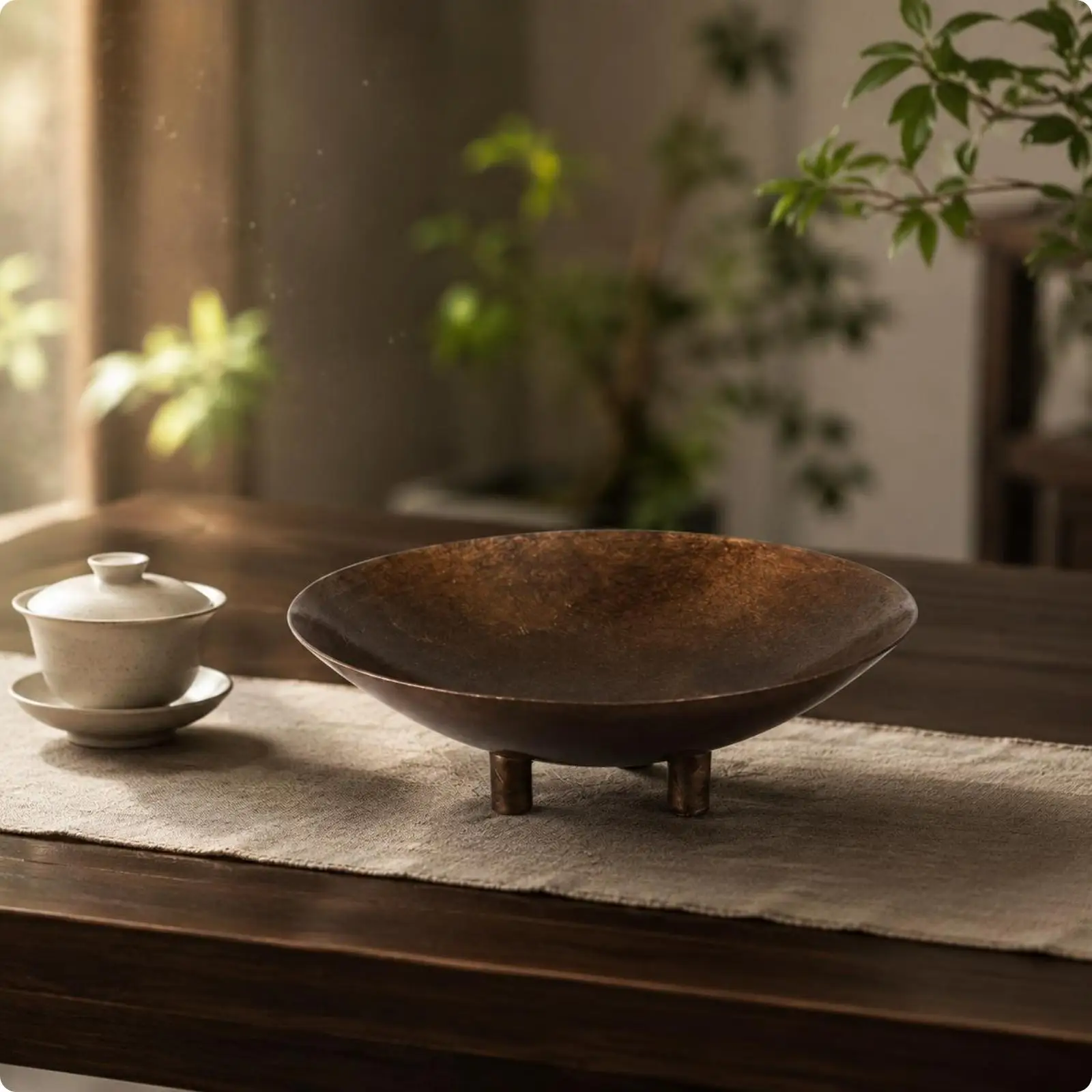 Three-Leg Fruit Bowl New Chinese Aesthetic Footed Serving Bowl Decorative