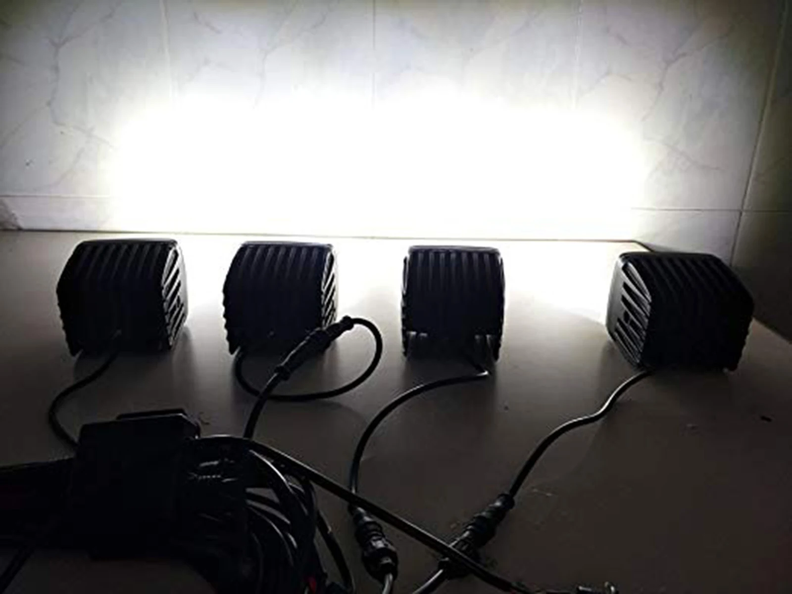 4x 3 Inch 96W Amber White Dual Color LED Pod Lights Cube 8 Modes Strobe Offroad Fog Lights Spot Flood Driving w/ Memory Function