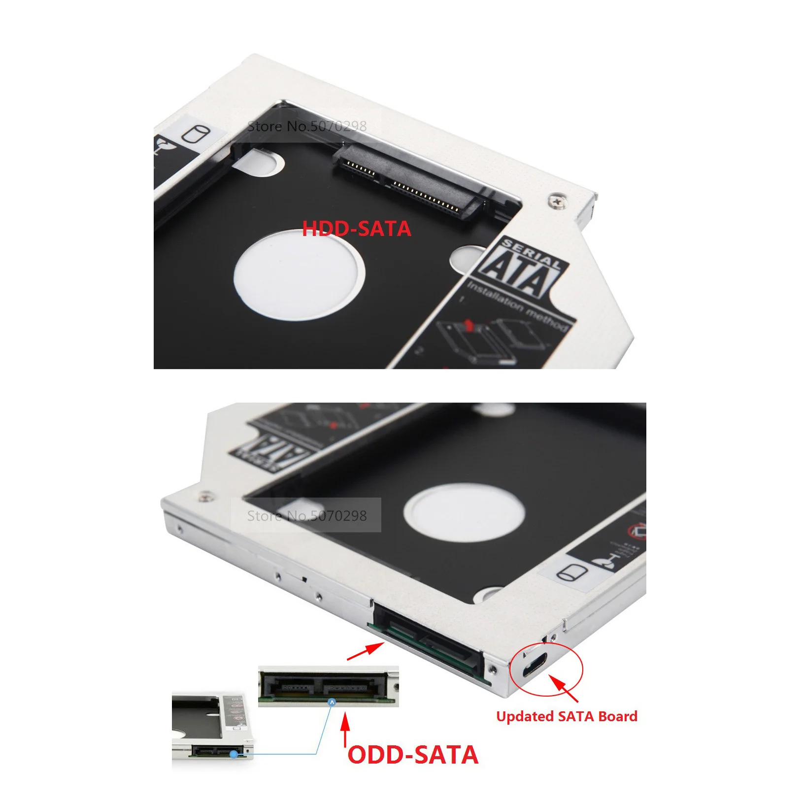 Moldura Tampa Frontal Faceplate 2 ° 3.0 2.5 "Disco Rígido HDD SSD Caddy Óptico para HP ProBook 650 645 640 G1