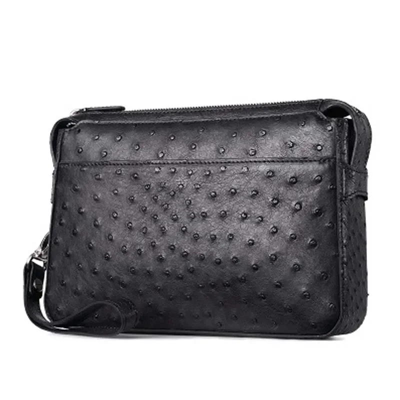 hongqiangying import Ostrich leather handbags  men clutch bags new fashion business Hand caught Men clutch bags