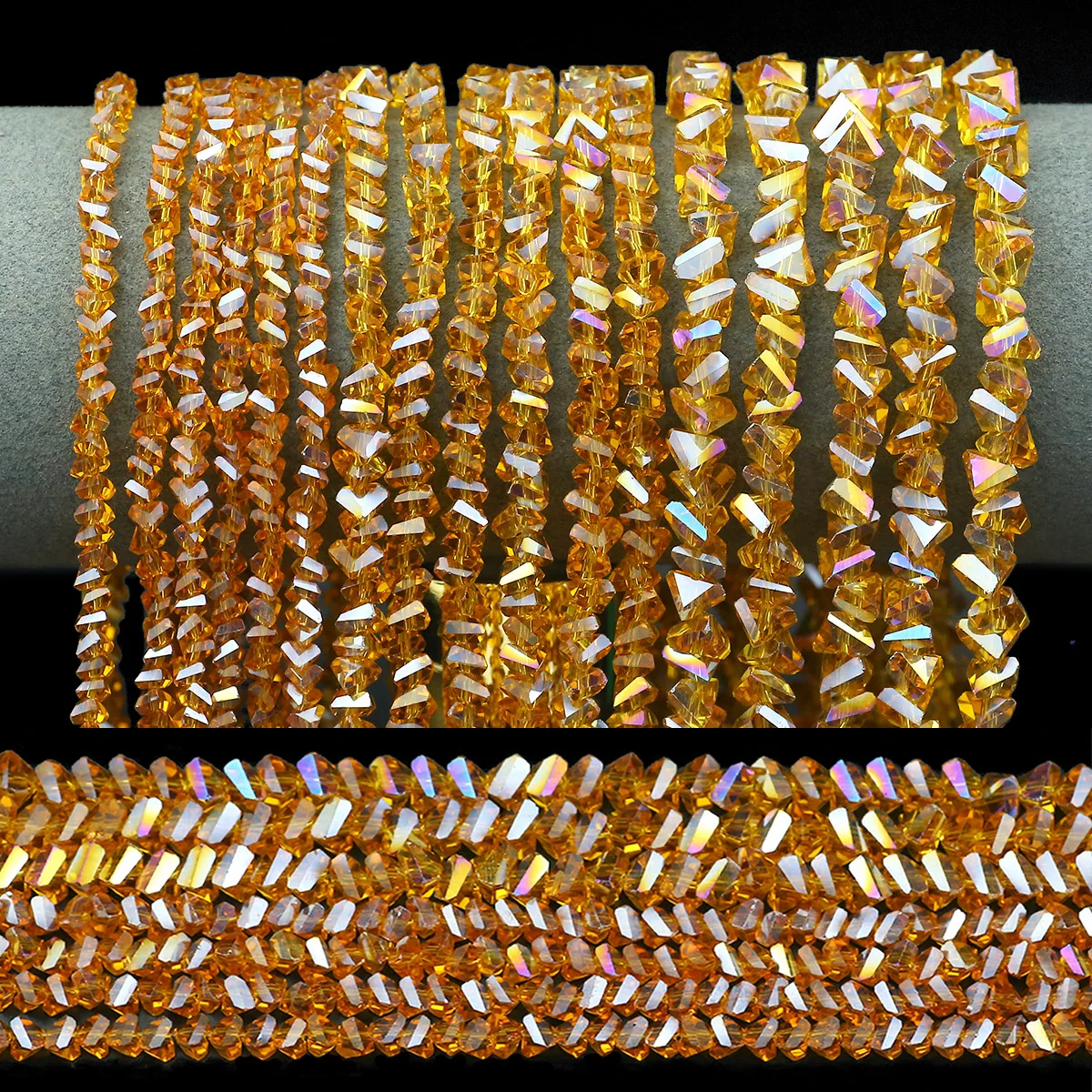 4/6/8mm 90~130pcs AB Triangular Brown Austrian Crystal Glass Loose Beads For Jewelry Making DIY Bracelets Necklaces Accessories