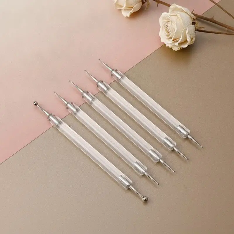 5Pcs Dual-ended Nail Art Dotting Pens Multi-purpose Rhinestone Picker for 3D Nail Art Decoration Work