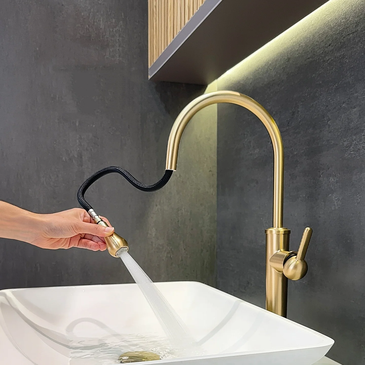 Kitchen Kitchen Sink Faucet Black Chrome Brass Pull Out Sink Mixer Tap Rotation Bathroom High Basin Sink Mixer Taps Kitchen Tap - Aliexpress Deal
