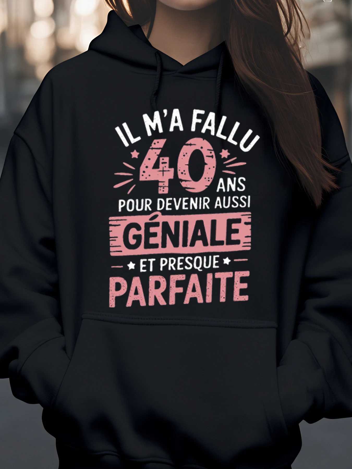 

French 40Th Birthday Print Hoodie for Women Casual Wear Party Gift Adult Female