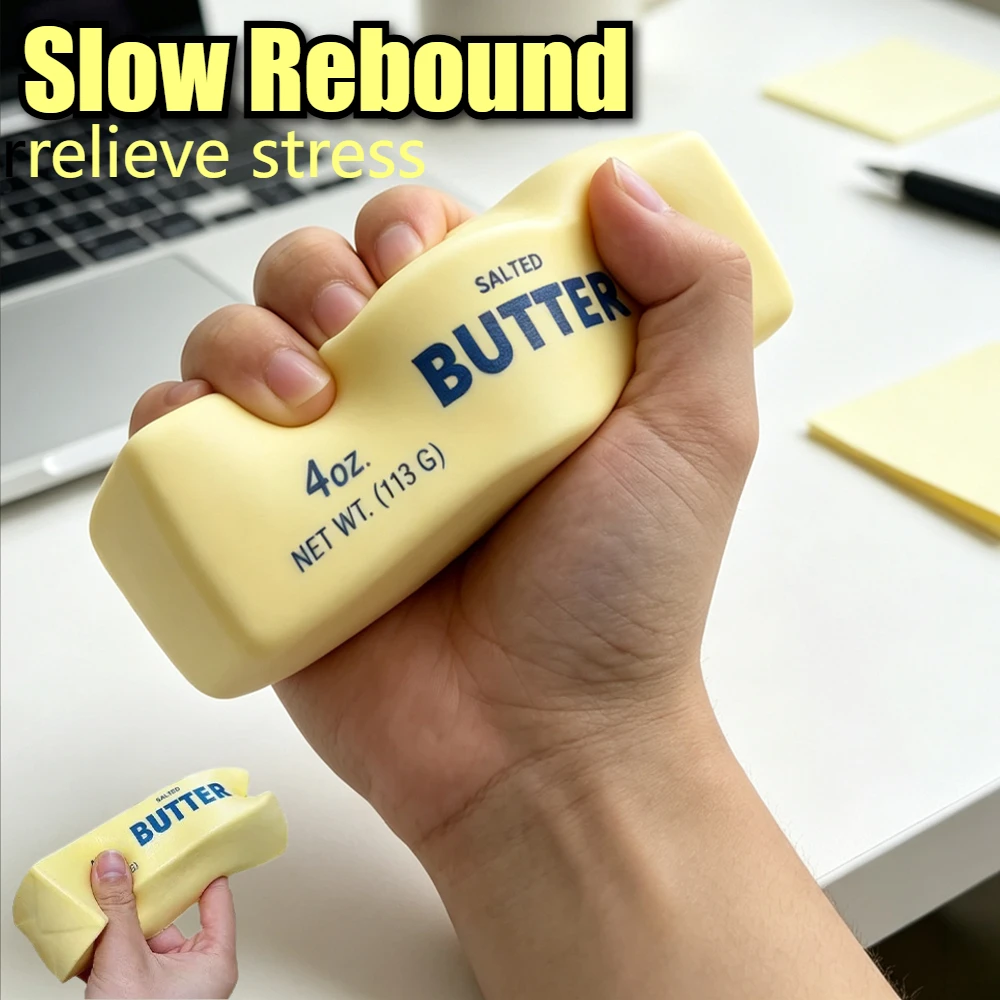 Butter Bread Realistic Slow Rising Squishy Squeeze Toy Stress Relief Decompression Food Model Kids Party Holiday Gift