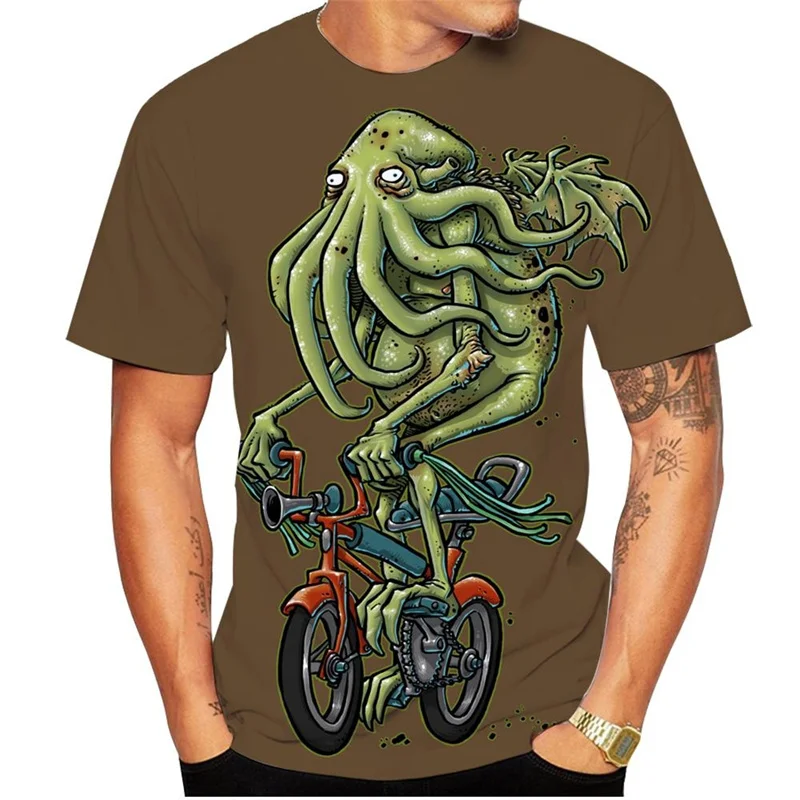 3D Printing Cthulhu Men\'s T Shirt For Men Summer Casual Loose Oversized T-shirt Fashion Comfortable Top Round Neck Tops Tees