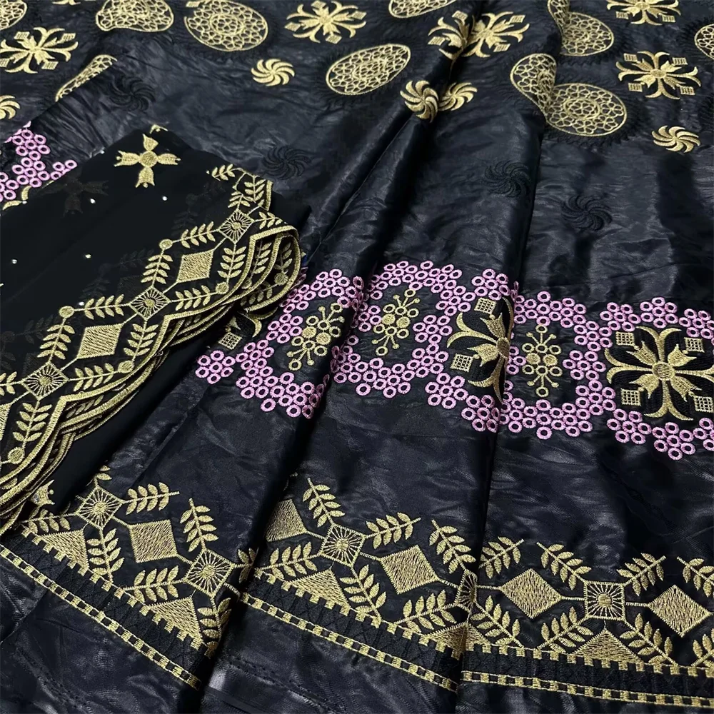 

Unique 1.35M Wide Blacak Bazin Riche Tissues African DIY Fabric High Quality Embroidery African Brocade Nigerian 5+2 Yards/Lot