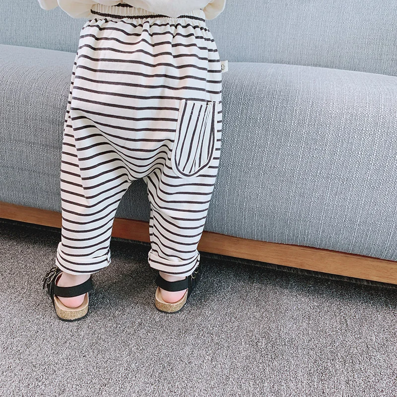 Spring Autumn Baby PP Pants 1-5Y Boys Girls Cotton Striped Loose Harem Trousers Toddler Daily Infant Wear Kids Clothing 2024 New