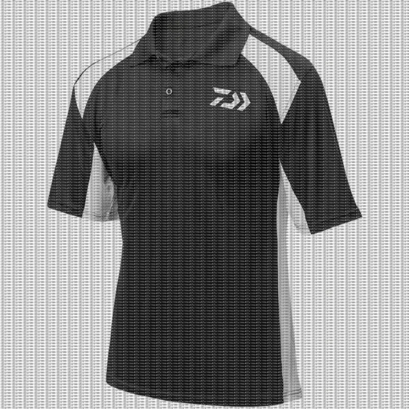 Black and White Spliced Fishing Short Sleeved Polo Summer Lightweight Quick Drying Outdoor Platform Fishing Lure Casual T-shirt