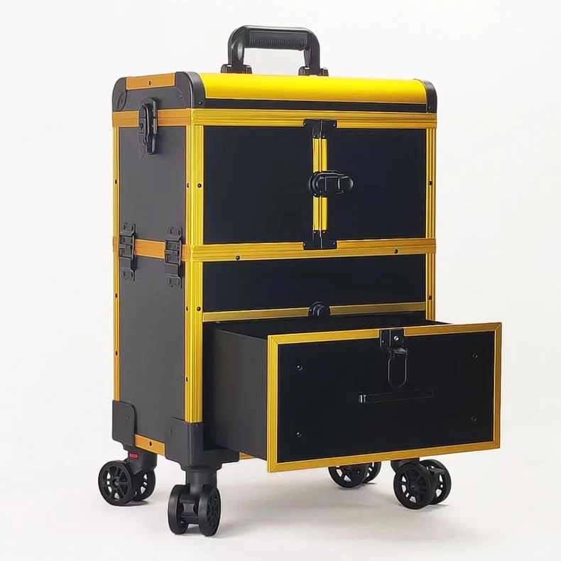 Multi-Funcional Trolley Case on Wheels, Nails Rolling Toolbox, Mala de Maquiagem Profissional, Cosmetic Case on Wheels, Viagem