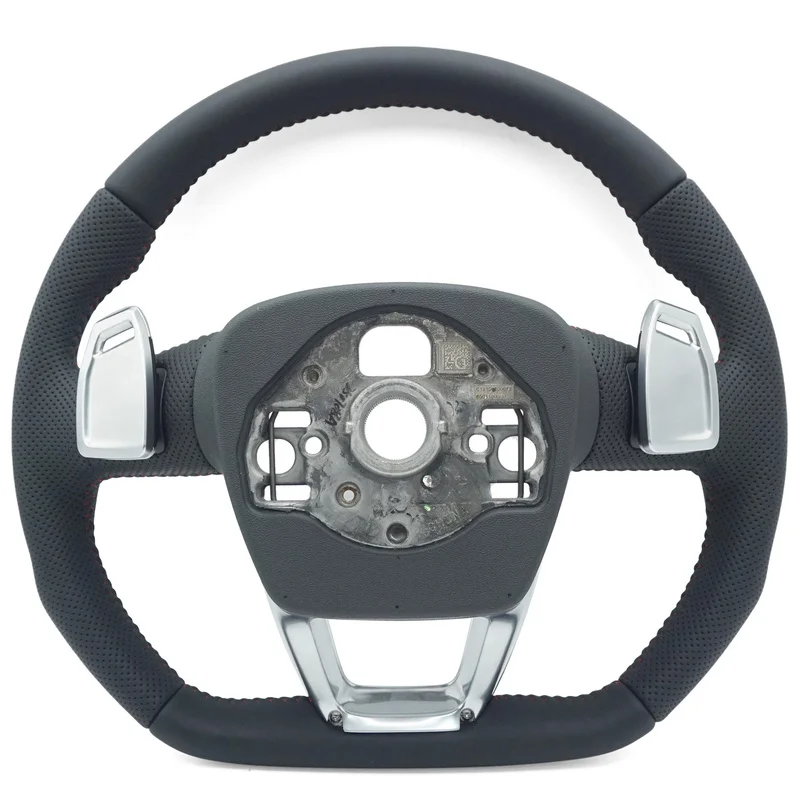 For Audi Steering Wheel Horn Cover Q3 S Mark Half Perforated Red Line Heated Multifunction With Paddles Horn Shell