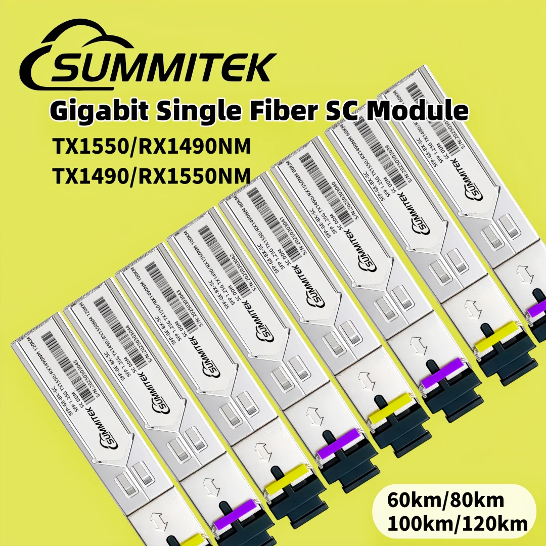 SUMMITEK 1.25G SC Simplex Connector SFP Module Single Mode Single Fiber 1490nm/1550nm with Mikrotik Gigabit Ethernet Switch