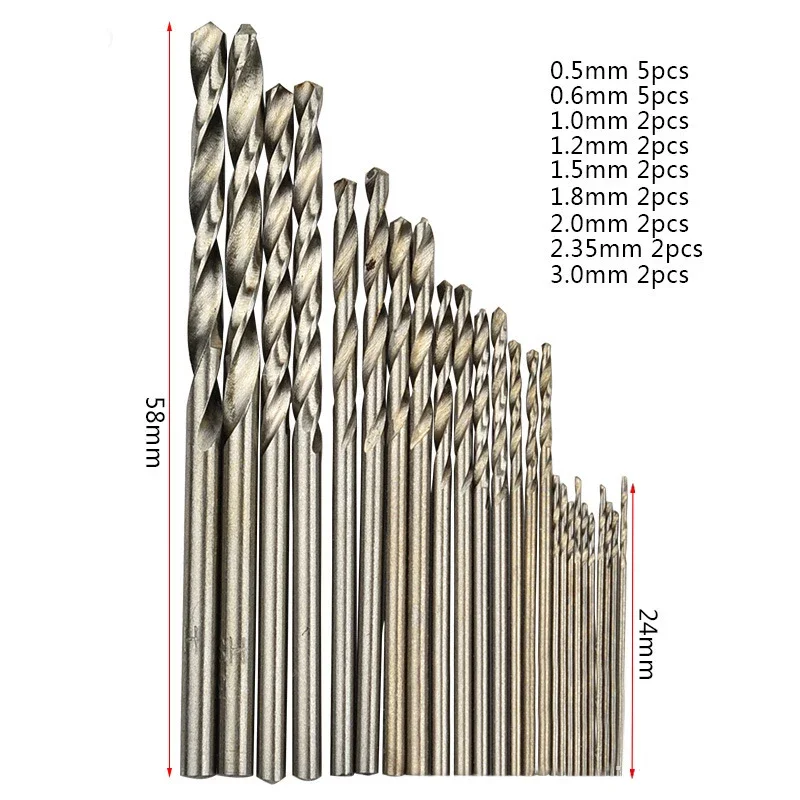 25Pcs Hss Micro Twist- Drill Bit Set 0.5mm~3mm High Speed Steel Pcb Mini Drill Jewelry Tools For Bit For Electric Drills