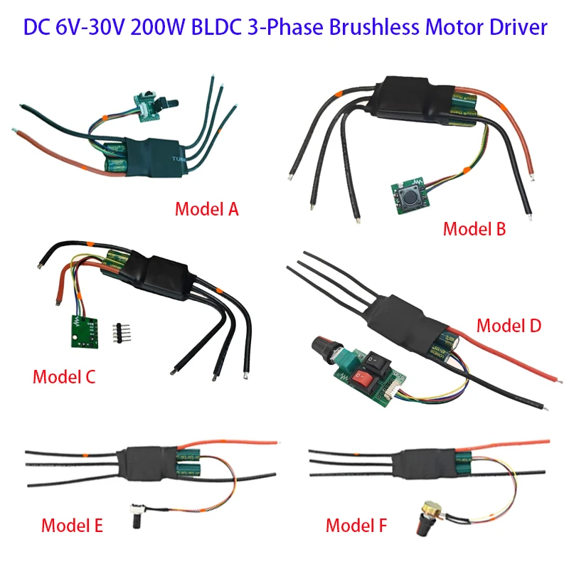 DC 6V-30V 200W Brushless Motor Driver, Speed Control of Fan, Water Pumps and Hard Drive Modules Via Electronic Speed Controller