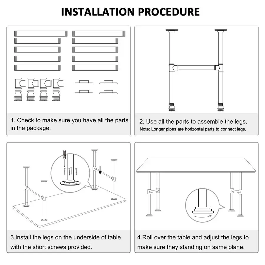 28 Inch Industrial Pipe Legs, Rustic Iron Legs for Custom Tables and Furniture, DIY Heavy Duty Metal Legs for Farmhouse Home De 6