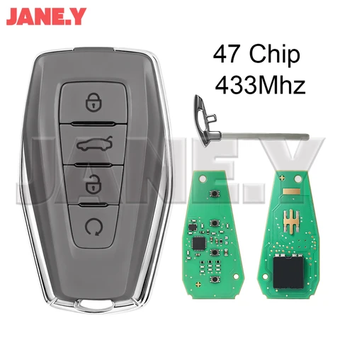 Автомобильный смарт-ключ-пульт для Geely Okavango, Azkarra, Atlas, Coolray, Monjaro, KX11, Emgrand X7, X3, S1, 433 МГц, чип 4A/47, бесключевой доступ