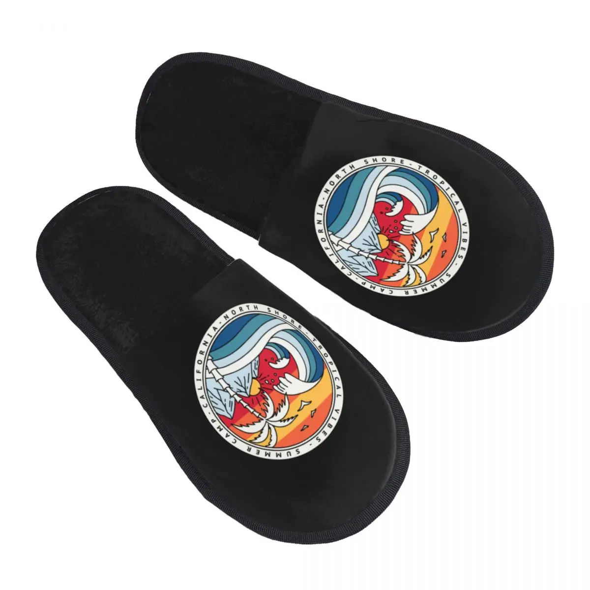 

Custom Print California Beach Surfing House Slippers Cozy Warm Summer Surfer Memory Foam Fluffy Slipper Indoor Outdoor Shoes