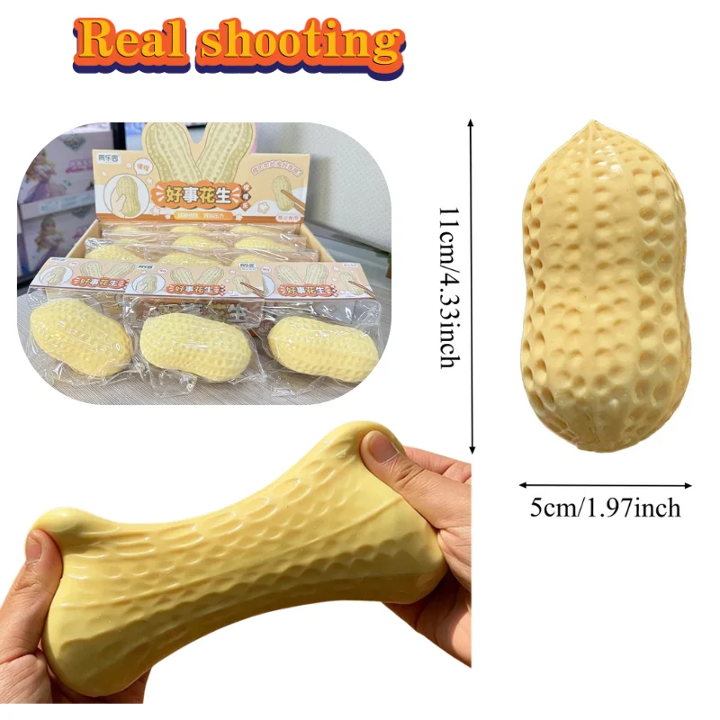 Squishy Erdnuss-Quetschspielzeug, Simulierte Erdnüsse, Fidget-Spielzeug mit Butterweichem Gefühl, ASMR Sensorisches Anti-Stress-Geschenk für Freunde