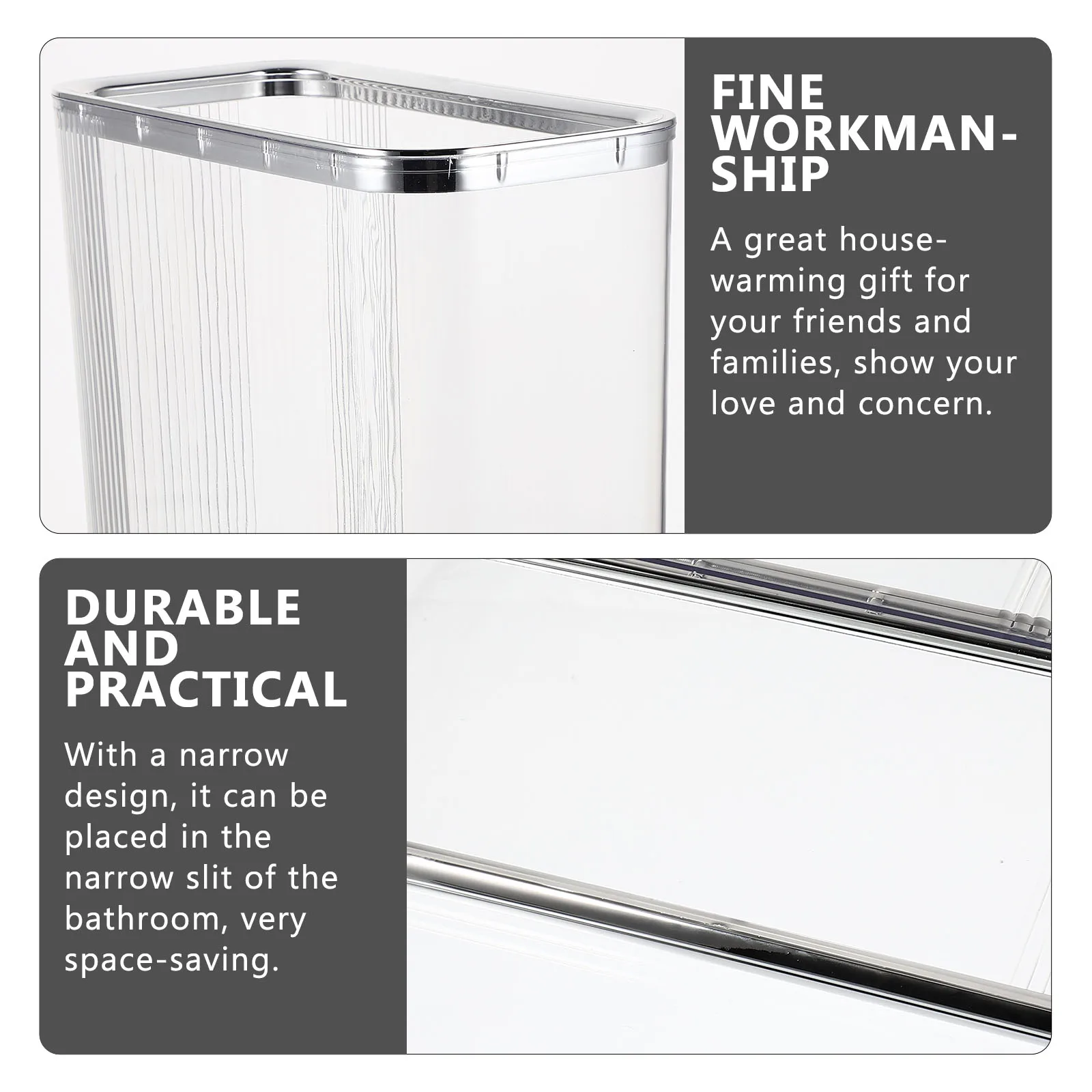 

Crevice Trash Can Narrow Space Saver Bathroom Waste Basket Modern Living Room Garbage Container Pet Friendly Safe Long Use Home