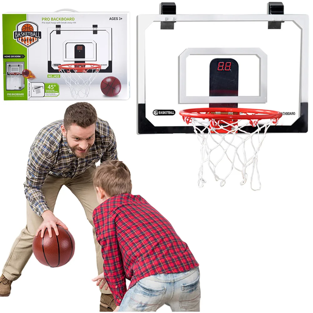 Basketball Hoop Set Door Basketball Hoops Sports Toy Room Basketball Hoop with Electronic Scoreboard Gifts for Kids Boys Teens