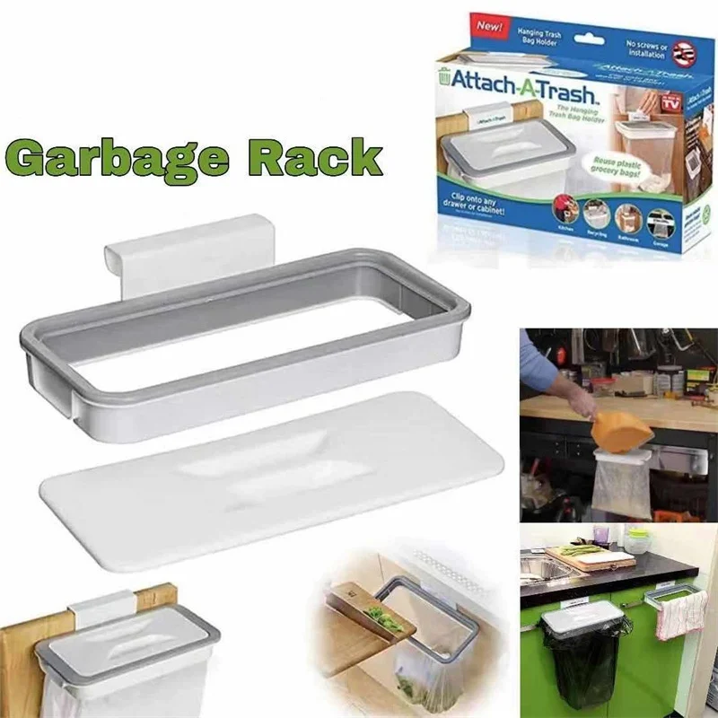 Trash Garbage Hanging Bag Plastic Durable Rubbish Holder Kitchen Support Cabinet Stand Trash Rack Storage Hanger Organizer