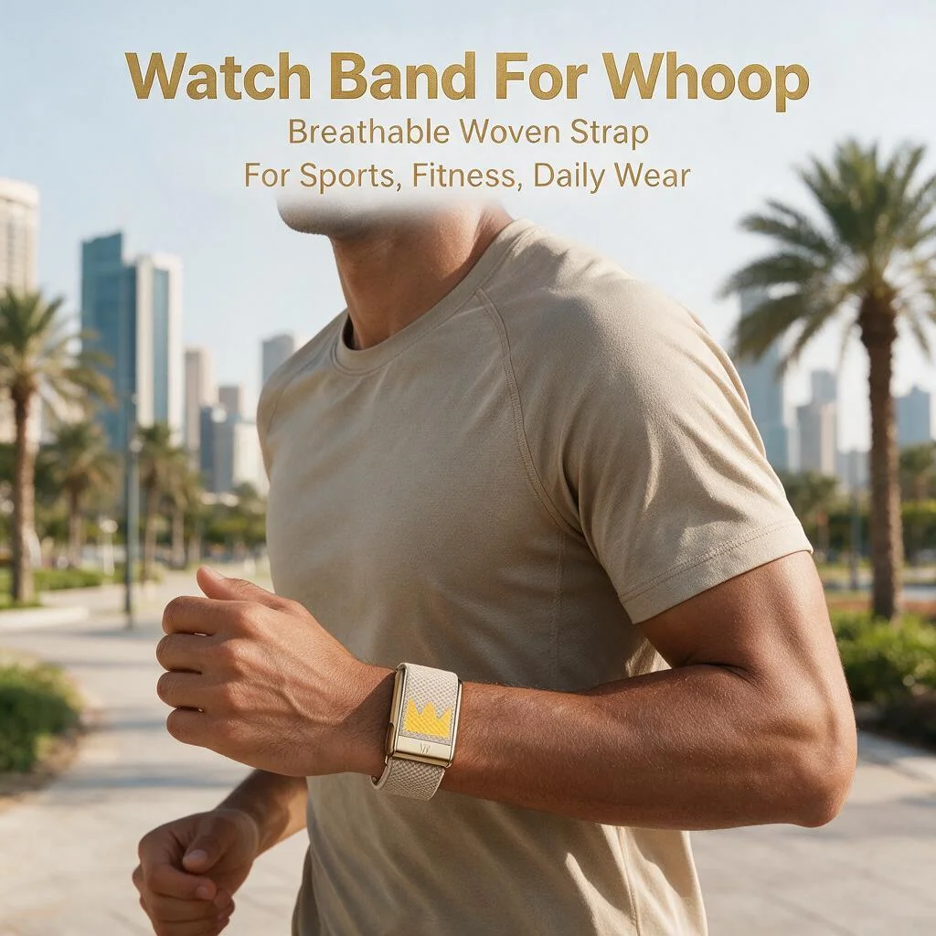 For WHOOP 5.0 Crown Elastic Nylon Wristband Metal Frame Sport Replacement Strap Breathable Comfortable Sleep Fitness Band