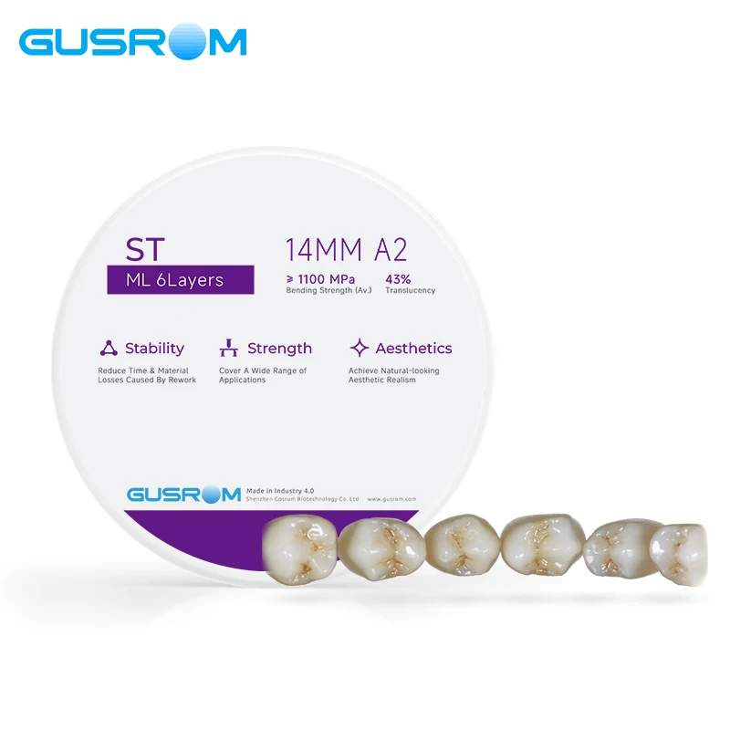 GUSROM ST ML متعدد الطبقات زركونيا كتلة 98 مللي متر قبل الملء الأسنان زركونيا القرص VITA ل CAD/CAM الخلفي تاج جسر مختبر الأسنان #3