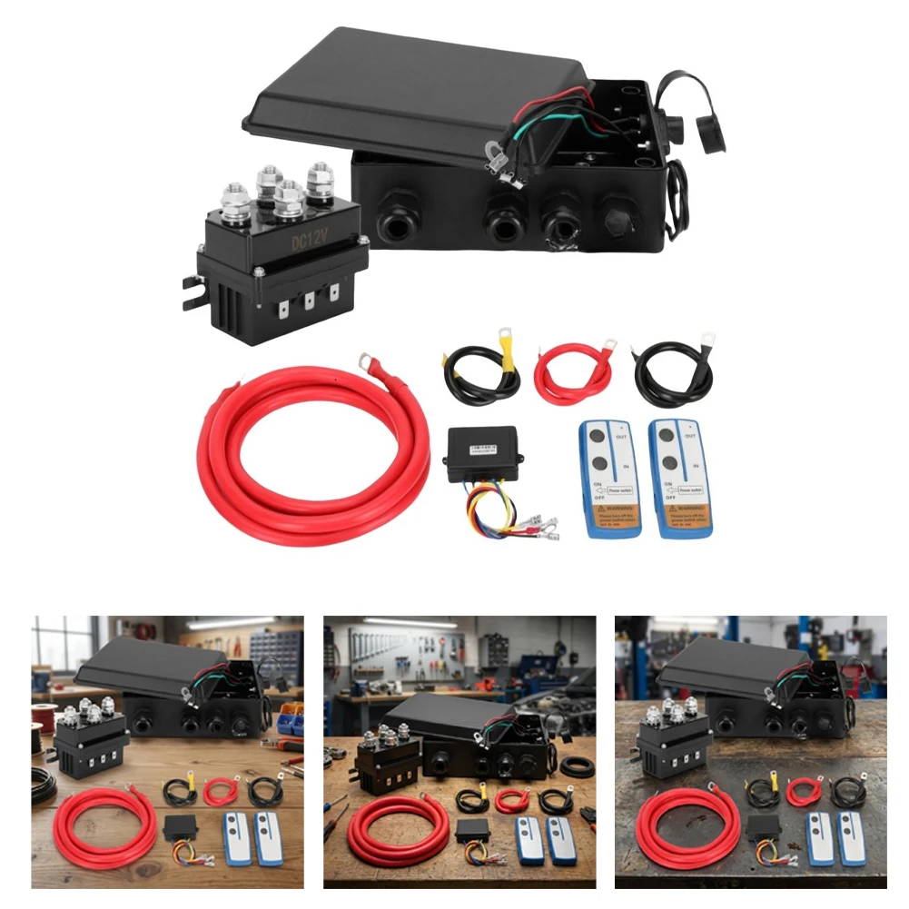 500A For Heavy-Duty Winch Switch Kit with Wireless Remote and Aluminum Wires for Winches Up to 15000 LBS Pulling Capacity