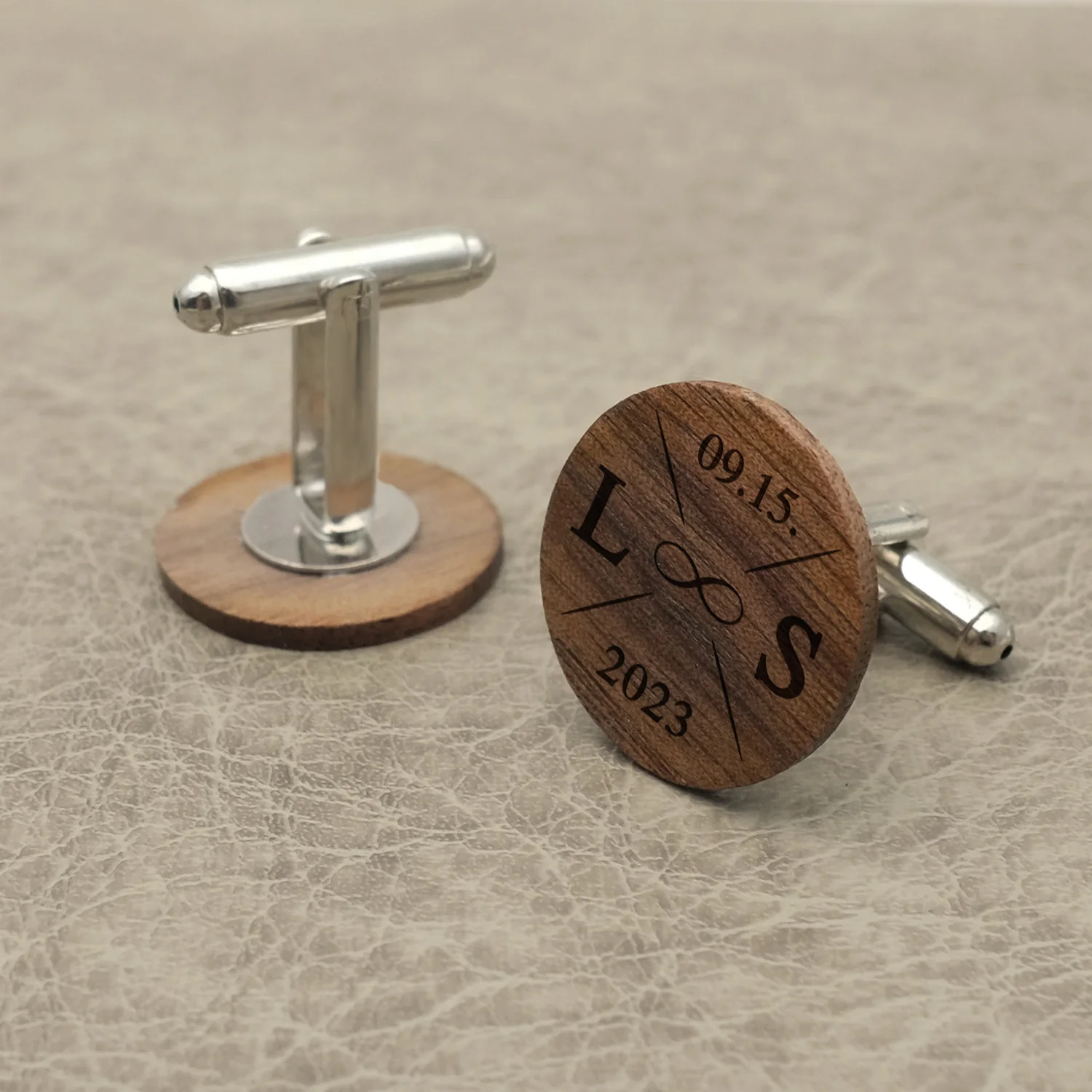 Personalized Wooden Cufflinks For Men Custom Round Cuff Link Wedding Shirts Cuff Links For Father of The Groom Bride Groomsmen