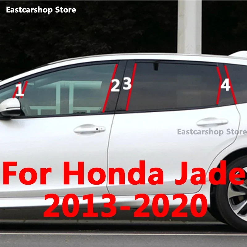 

For Honda Jade 2020 2019 Car B C Pillar Middle Central Column PC Window Bright Black Decoration Sticker Accessories 2013-2018