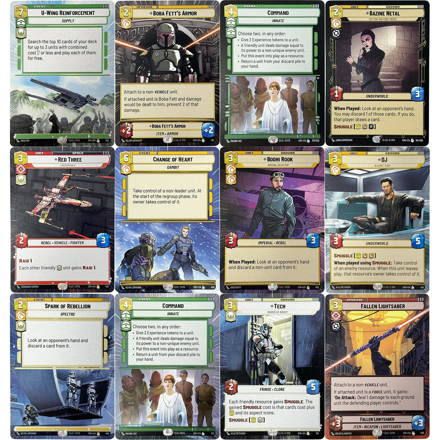 

SWUDB Proxy Regular Cards BAZINE NETAL COMMAND RED THREE REY TECH U-WING REINFORCEMENT BOBAFETT'SARMOR DJ Collection игрушечные карты