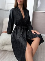 Printed Women's Long Sleeve Nightgown Elegant And Comfortable Home Pajamas Simple Fashion Bathrobe - Image 4