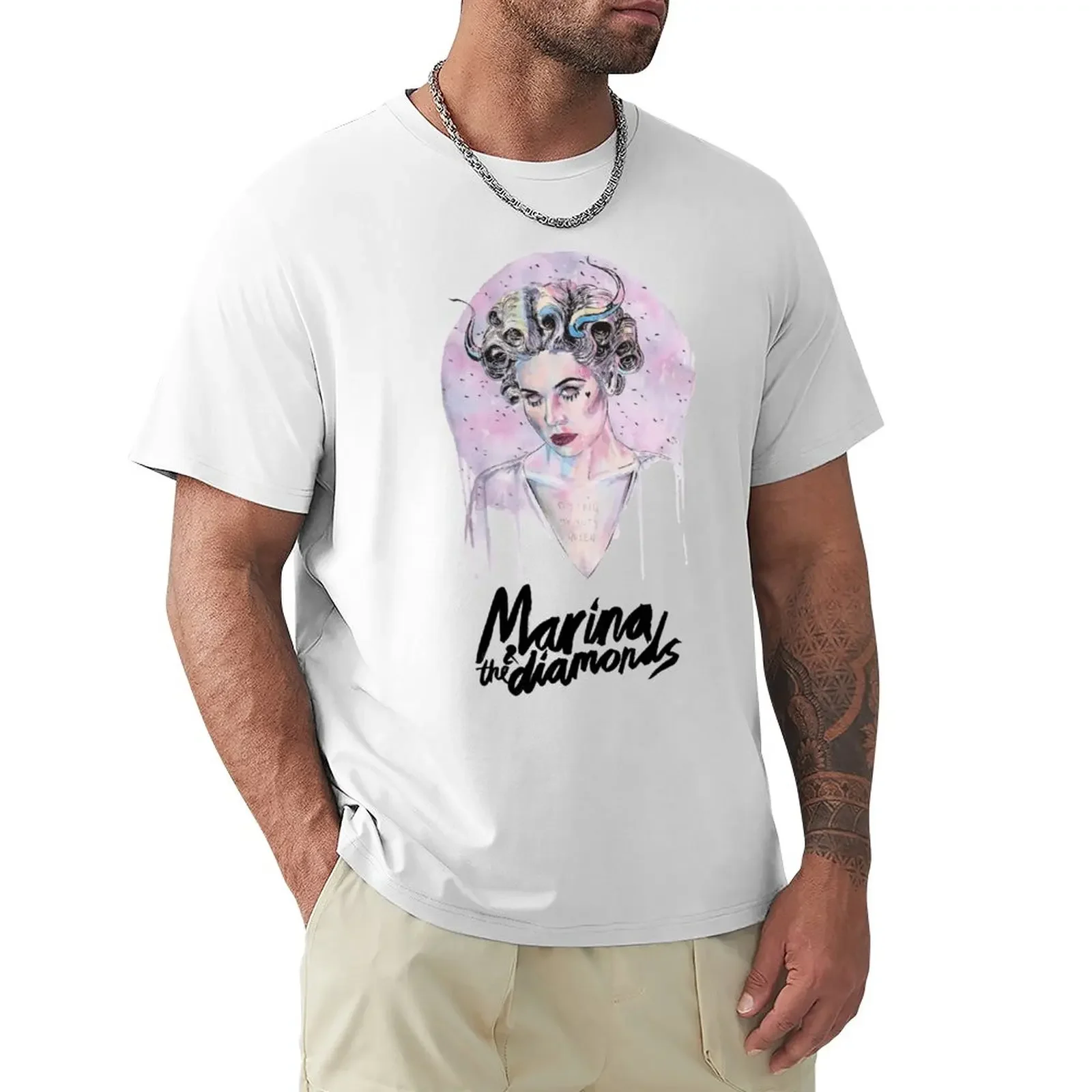 Marina and the Diamonds-Camiseta vintage para niño, camisas blancas lisas para hombre