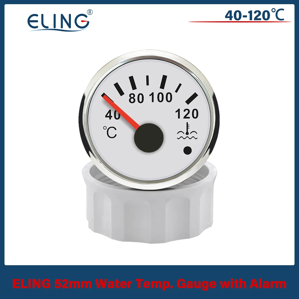 

ELING Car Boat Universal 52mm Water Temp. Gauge Signal 40-120℃ with Red Backlight and Light Alarm for Motorcycle Truck 12V 24V