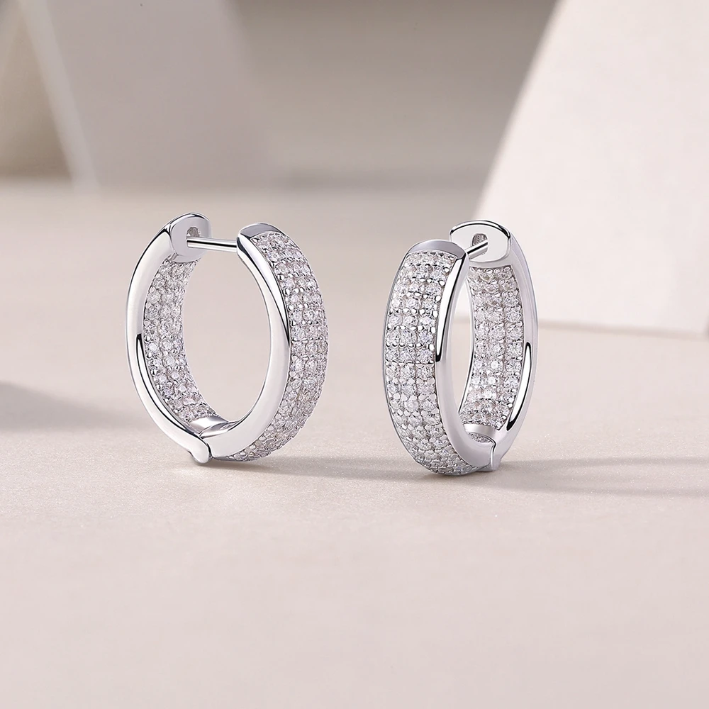 Wong Rain 100% 925 Sterling Silver VVS1 3EX D Color Real Moissanite Diamond Gemstone Hoop Earrings for Women Jewelry Wholesale