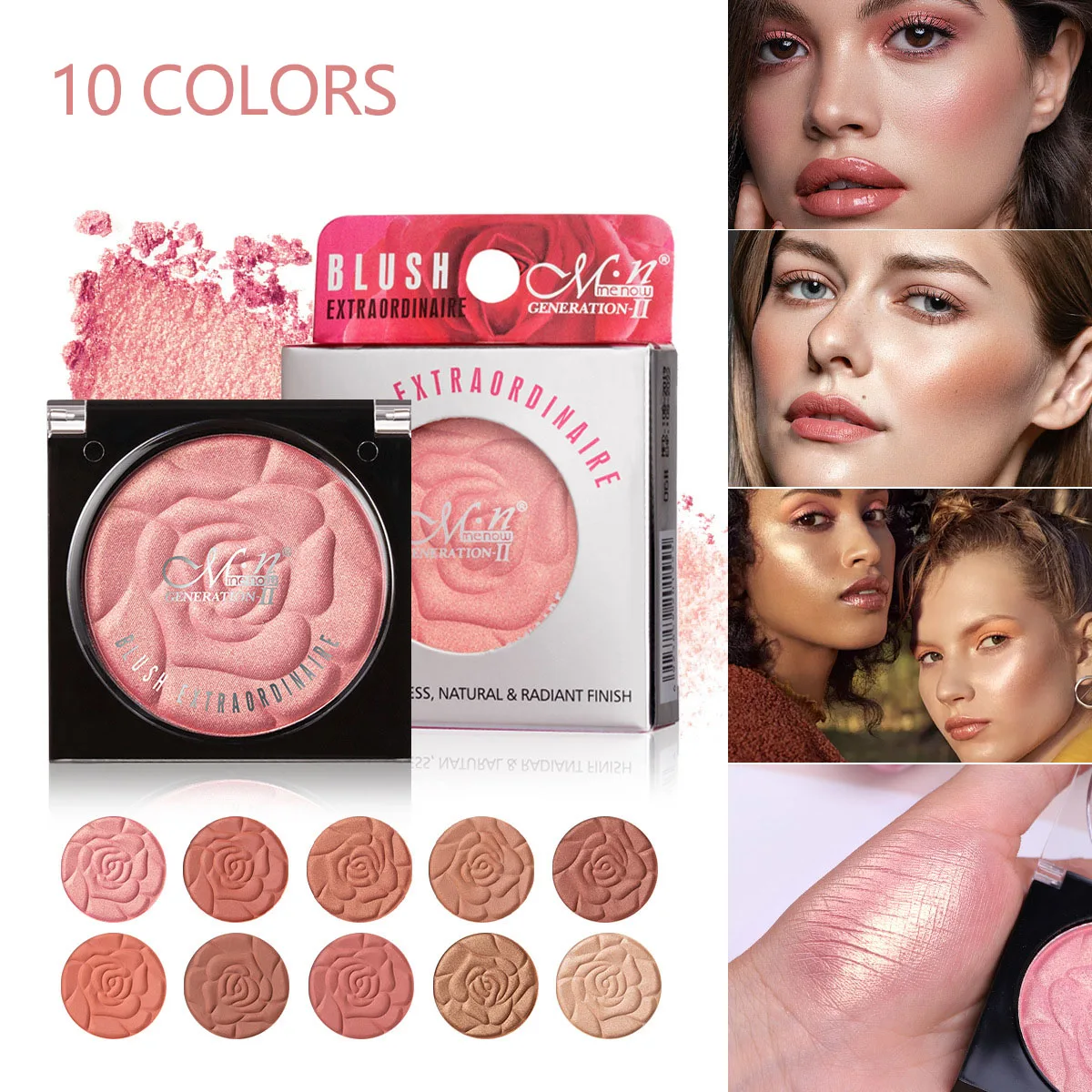 10 Colors Face Blush Baked Powder Palette Shimmer Matte Blushes Powder Women Facial Contour Shadow Pigment Blusher Cosmestics