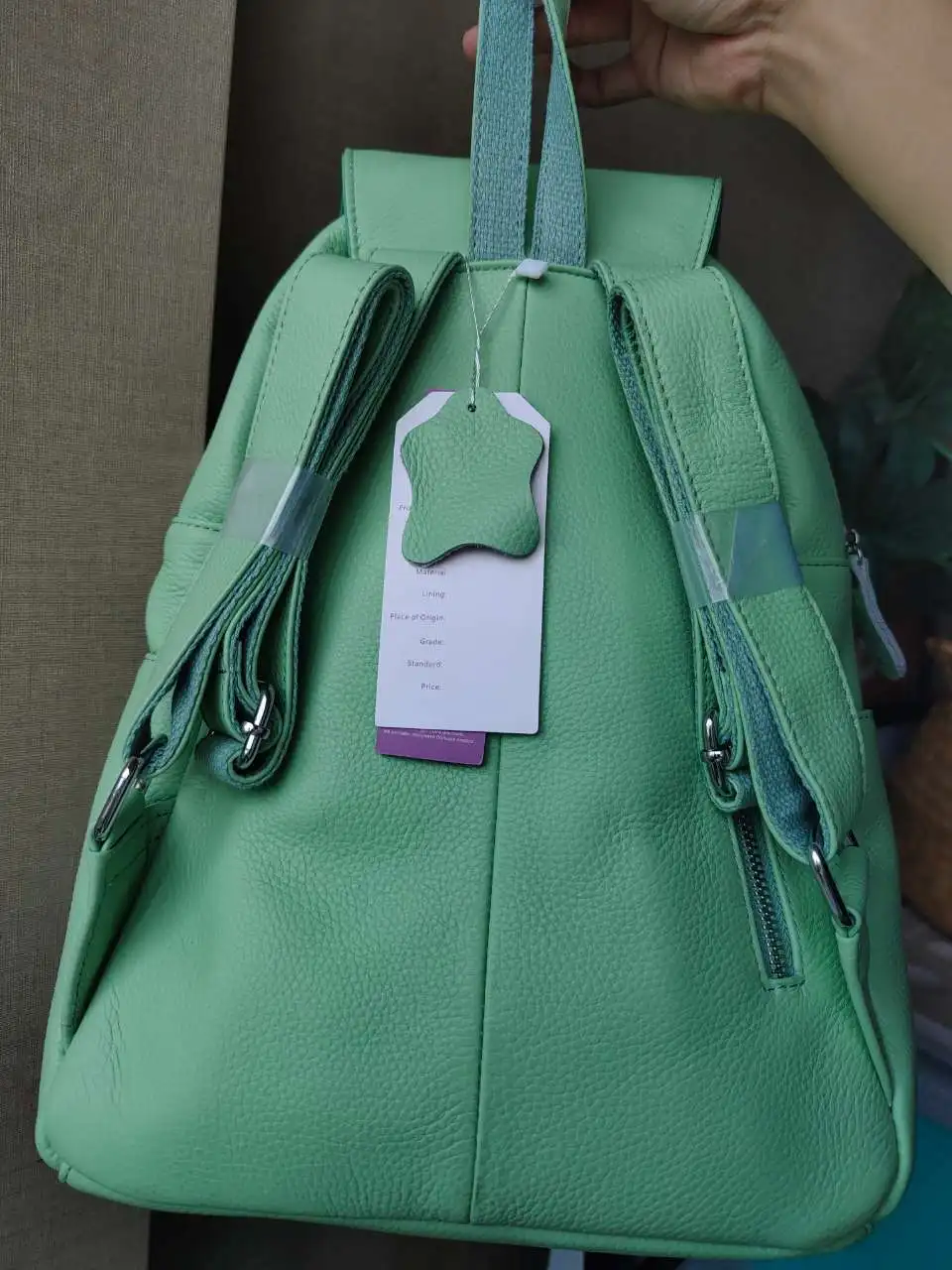 Zency Mint Green Leather Women Backpack A + High Quality Daily Large Capacity Travel Bag Knapsack For Ladies Shopper Commute