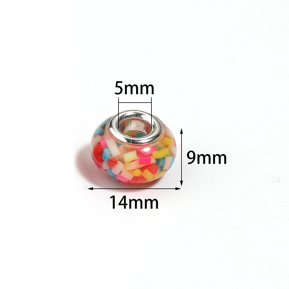 10 Stück gemischte Polymer-Ton-Scheiben, große Loch-Harzperlen, Rondelle-Abstandsperlen für die Schmuckherstellung, DIY-Armband- und Schlüsselanhänger-Zubehör – Detail 1