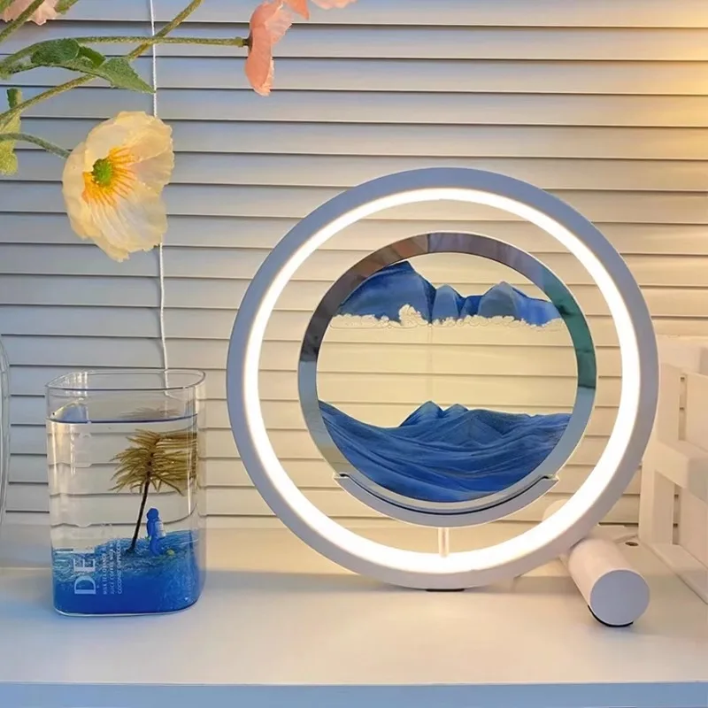 Creative decoration quicksand painting table lamp bedsideornament atmosphere gift girlfriend birthday practical night light